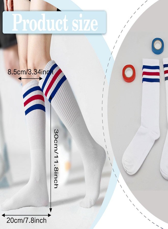 NZKNP Tube Socks Women,Striped Socks,Striped Knee High Sock,Stockings for Women,White Thigh High Sock,Baseball Stockings for Girls Cheer Stocking - Image 2